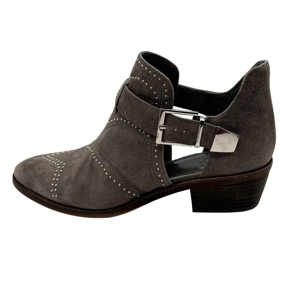 Vince Camuto Women's Raina Suede Ankle Bootie 8.5 Greystone Studded Buckle 2"